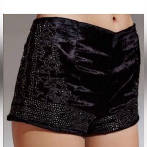 Ecote Urban Outfitters Mystic Pin-Up Embellished Black Velvet Shorts 4